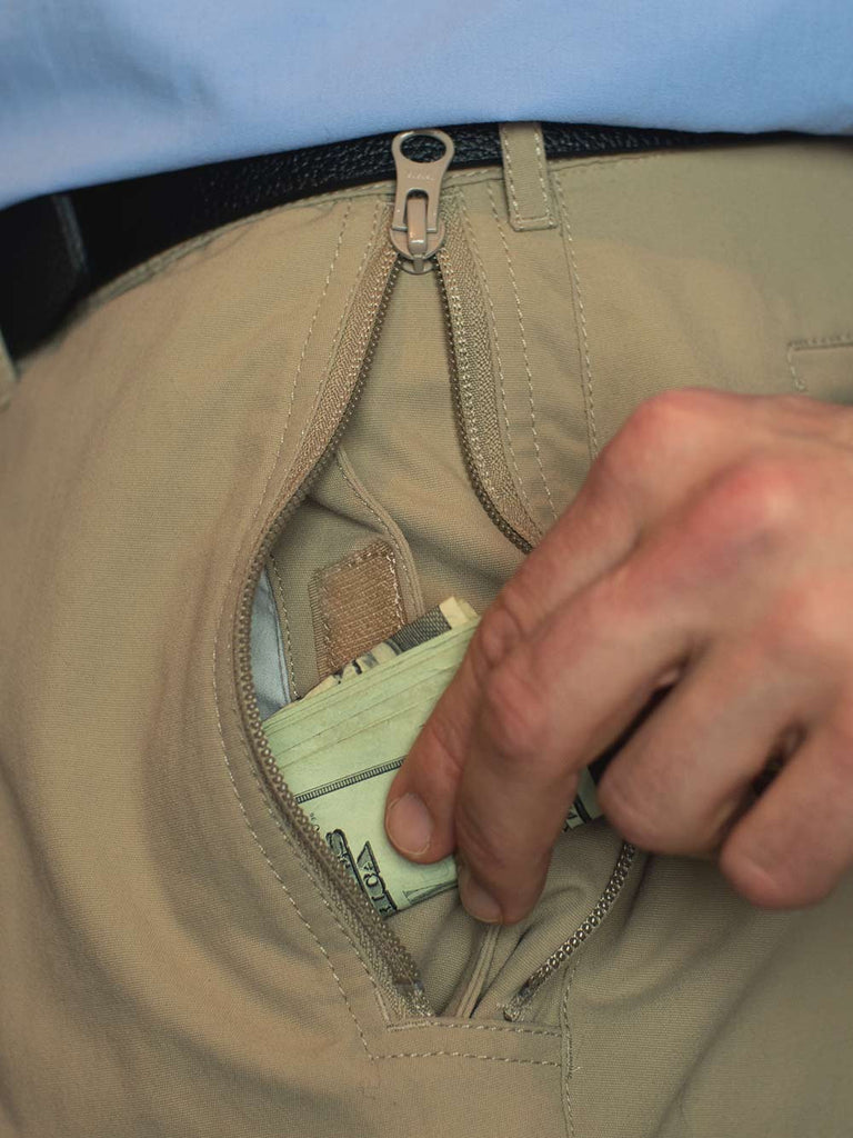 mens travel trousers pocket configurations secure hidden